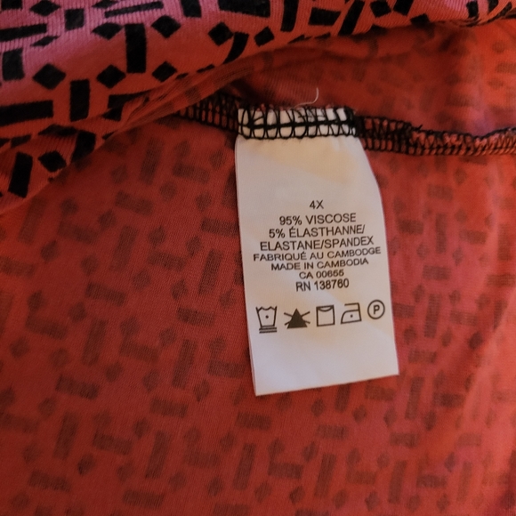 (4X) Pink with Black all over Pattern Blouse - Picture 2 of 5